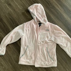 Women’s sz L light pink zip up North Face w/ hood